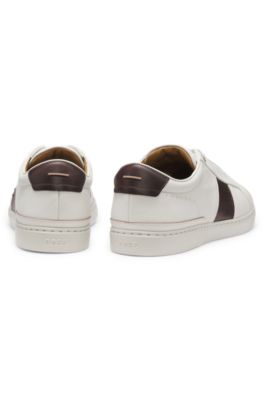 Gary leather sneakers with contrast side panel, White