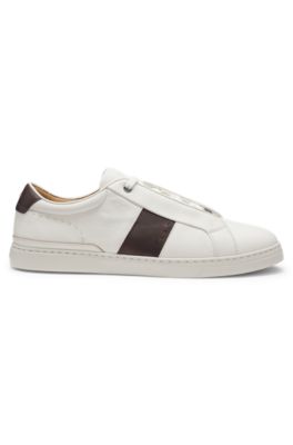Gary leather sneakers with contrast side panel, White