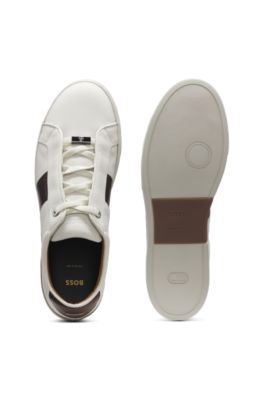 Gary leather sneakers with contrast side panel, White