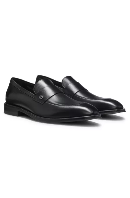 Leather loafers with Double B monogram trim
