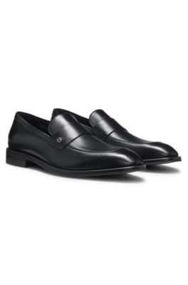 Mocassins en cuir &agrave; monogramme Double&nbsp;B, Noir
