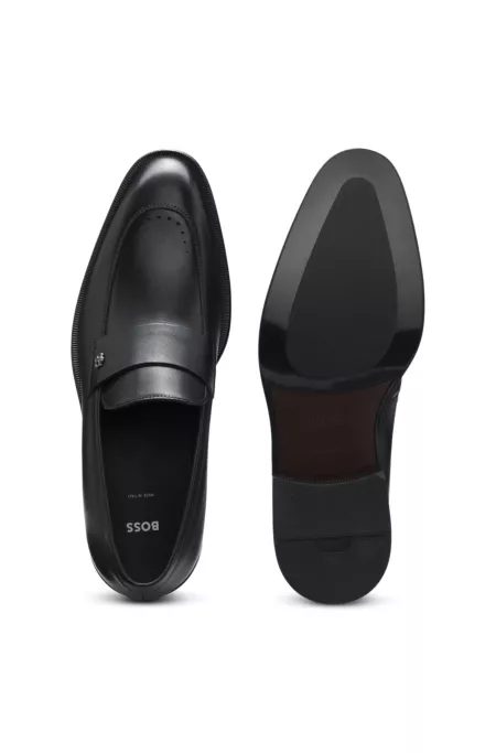 Leather loafers with Double B monogram trim