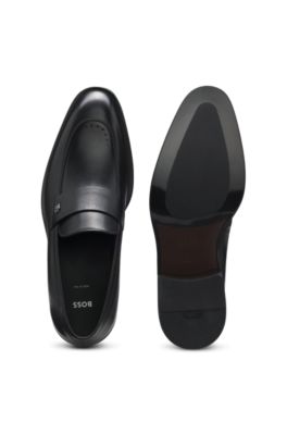 Leather loafers with Double B monogram trim, Black