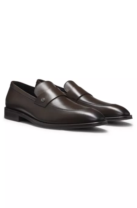 Leather loafers with Double B monogram trim