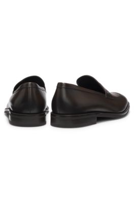Mocassins en cuir &agrave; monogramme Double&nbsp;B, Marron fonc&eacute;