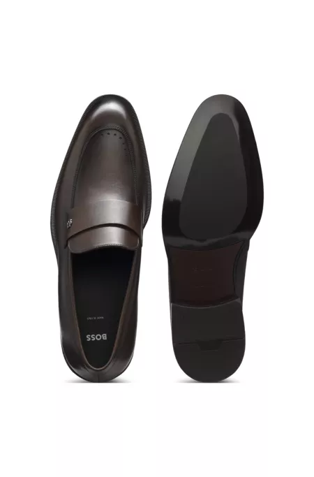 Leather loafers with Double B monogram trim