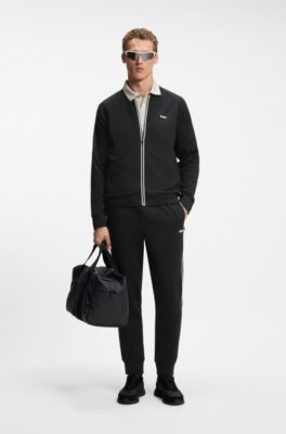 Triangle-jacquard track pants with rubberized logo, Black