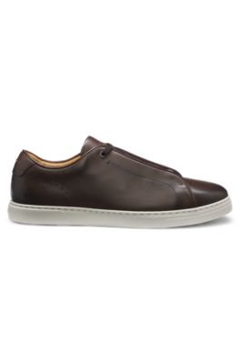Baskets Gary en cuir bross&eacute;, Marron fonc&eacute;