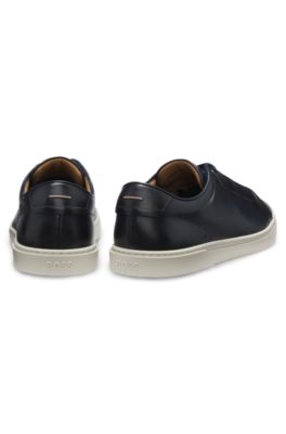 Baskets Gary en cuir bross&eacute;, Bleu fonc&eacute;