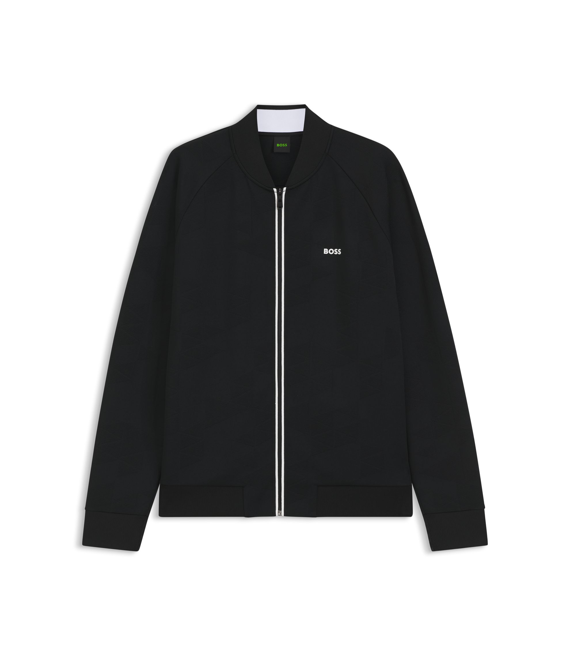BOSS - Triangle-jacquard zip-up sweatshirt with rubberized logo