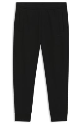 Cotton-blend sweatpants with embroidered logo, Black