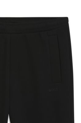 Cotton-blend sweatpants with embroidered logo, Black