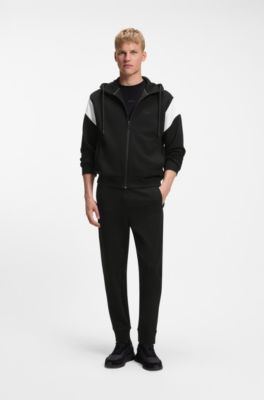 Cotton-blend sweatpants with embroidered logo, Black