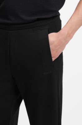 Cotton-blend sweatpants with embroidered logo, Black