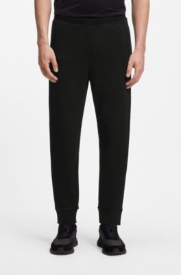 Cotton-blend sweatpants with embroidered logo, Black
