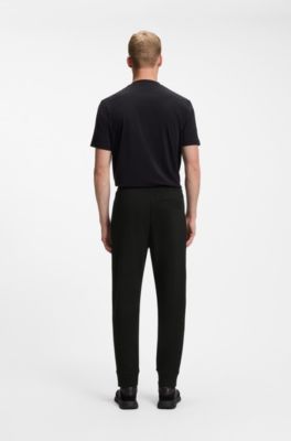 Cotton-blend sweatpants with embroidered logo, Black