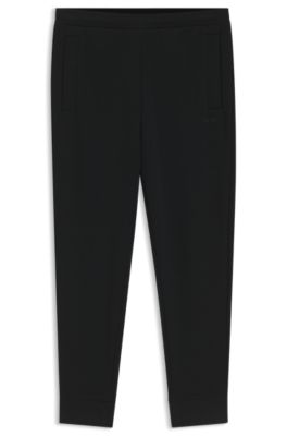 Cotton-blend sweatpants with embroidered logo, Black