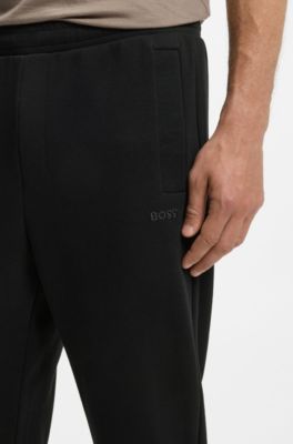 Cotton-blend sweatpants with embroidered logo, Black