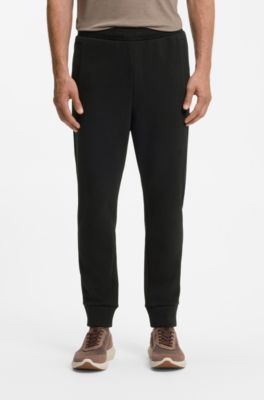 Cotton-blend sweatpants with embroidered logo, Black