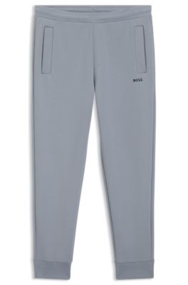 Cotton-blend sweatpants with embroidered logo, Dark Grey