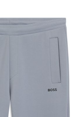Cotton-blend sweatpants with embroidered logo, Dark Grey