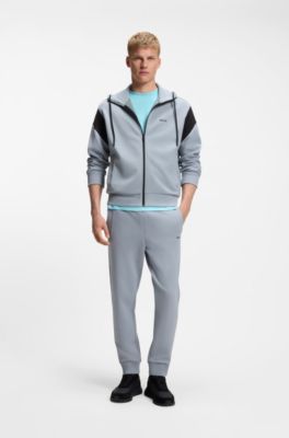 Cotton-blend sweatpants with embroidered logo, Dark Grey