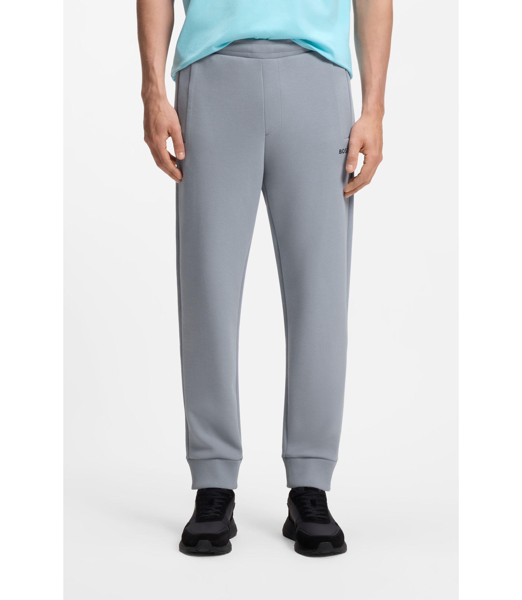BOSS - Cotton-blend sweatpants with embroidered logo - Dark Grey