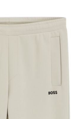 Cotton-blend sweatpants with embroidered logo, Light Beige