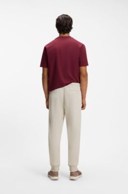 Cotton-blend sweatpants with embroidered logo, Light Beige