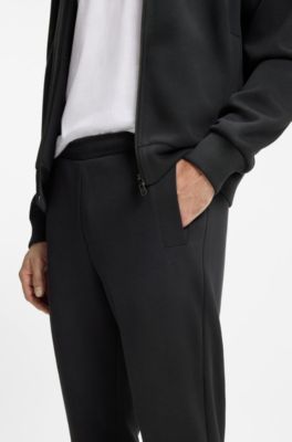 Cotton-blend sweatpants with embroidered logo, Dark Blue