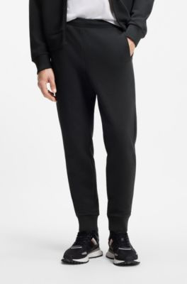 Cotton-blend sweatpants with embroidered logo, Dark Blue