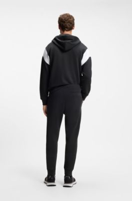 Cotton-blend sweatpants with embroidered logo, Dark Blue