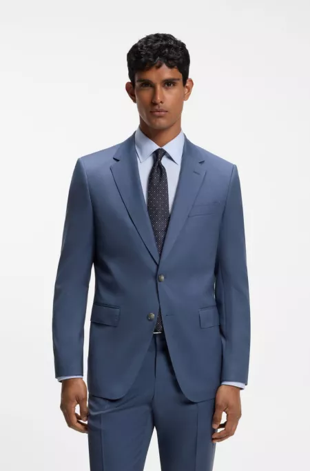 Slim-fit suit jacket in virgin wool serge