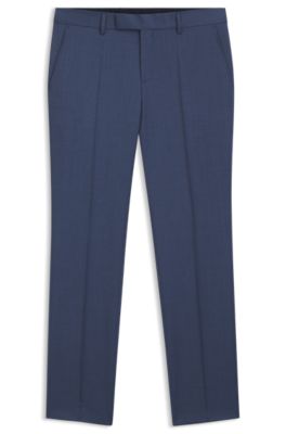BOSS ONE Pantalones slim fit en lana virgen, Celeste