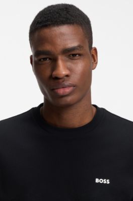 Cotton-piqu&eacute; T-shirt with all-over print, Black