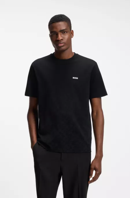 Cotton-piqué T-shirt with all-over print