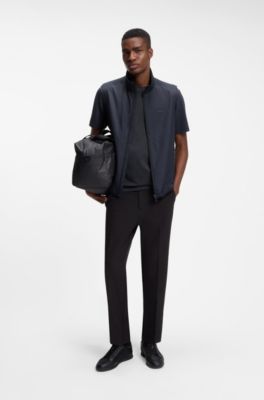 Camiseta de piqu&eacute; de algod&oacute;n con estampado integral, Azul oscuro