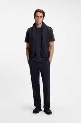 Cotton-piqu&eacute; T-shirt with all-over print, Dark Blue