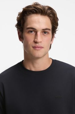 Camiseta de piqu&eacute; de algod&oacute;n con estampado integral, Azul oscuro