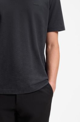 Cotton-piqu&eacute; T-shirt with all-over print, Dark Blue