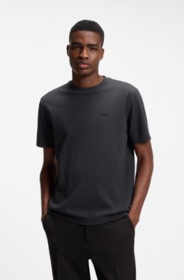 Camiseta de piqu&eacute; de algod&oacute;n con estampado integral, Azul oscuro