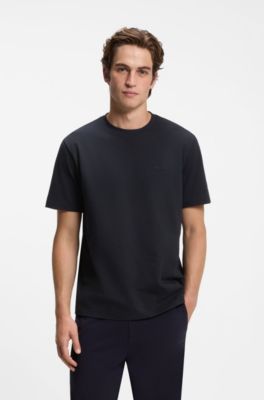 Cotton-piqu&eacute; T-shirt with all-over print, Dark Blue