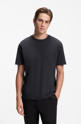 Cotton-piqu&eacute; T-shirt with all-over print, Dark Blue