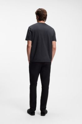 Cotton-piqu&eacute; T-shirt with all-over print, Dark Blue