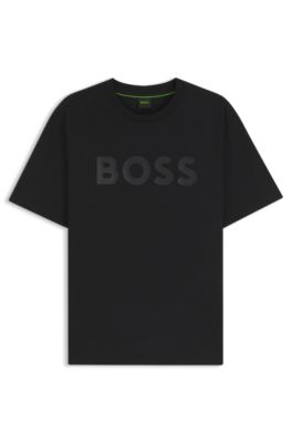 T-shirt en coton avec logo ton sur ton, Noir