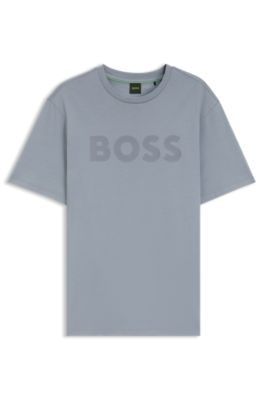 T-shirt en coton avec logo ton sur ton, Gris sombre