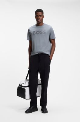 T-shirt en coton avec logo ton sur ton, Gris sombre