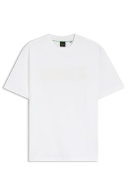 T-shirt en coton avec logo ton sur ton, Blanc