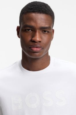 Cotton T-shirt with tonal logo, White