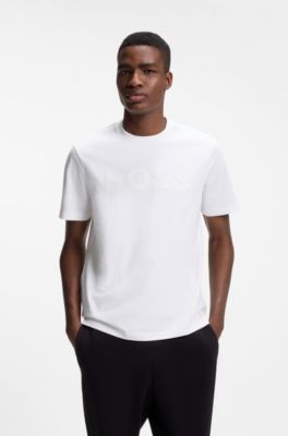 T-shirt en coton avec logo ton sur ton, Blanc
